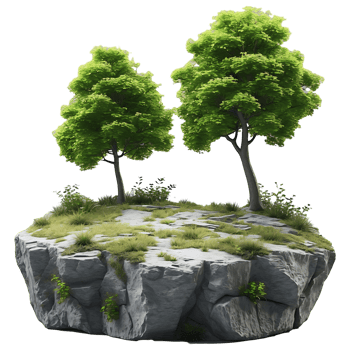 Zen Garden Rock with Trees Ideal for Asian and Minimalist Designs png