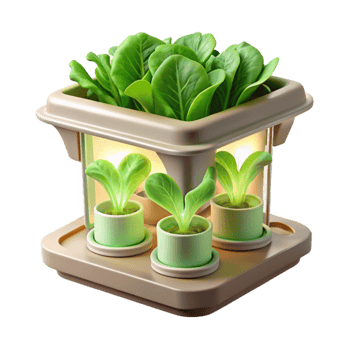 serene creative Hydroponic System with Lettuce Bright Lighting Cutout high quality png