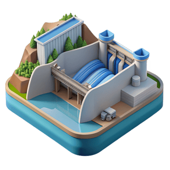elegant contemporary Hydropower Dam Reservoir Aerial View Cutout high quality png