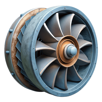 elegant artistic Hydropower Generator Turbine Close Up Transparent Background high resolution png