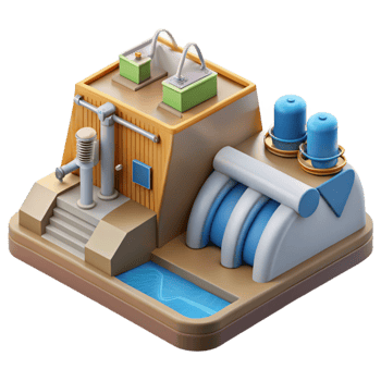 beautiful minimalist Hydropower Plant Diagram Schematic View Cutout high quality png