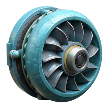 dramatic contemporary Hydropower Generator Turbine Close Up Transparent Background genuine png
