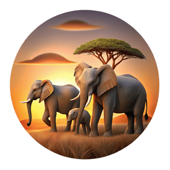 wonderful artistic A Family of Elephants Crossing a Savanna premium png