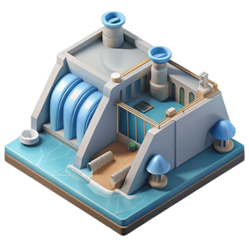 beautiful vintage Hydropower Plant Isometric Illustration Transparent Background original png