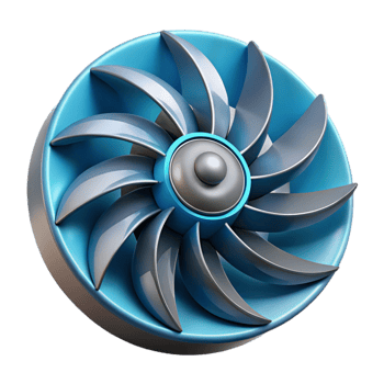 stunning contemporary Hydropower Turbine Blades Rotating Transparent Background png