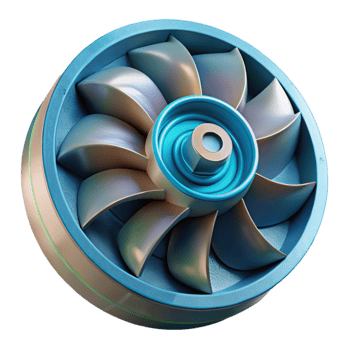 wonderful minimalist Hydropower Turbine Cross Section Isolated png