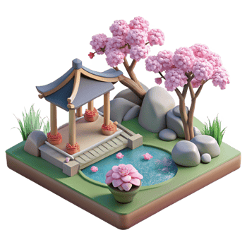 vibrant classic A Serene Japanese Garden with a Koi Pond C authentic png