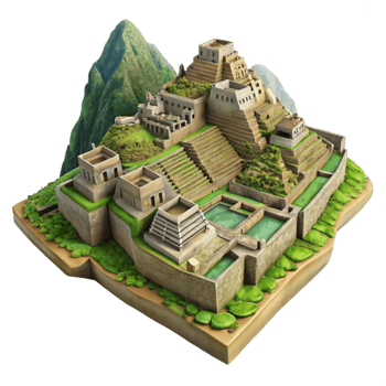 beautiful artistic Inca City Machu Picchu Aerial View Cutout authentic png