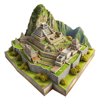 elegant classic Inca City Machu Picchu Aerial View Cutout png