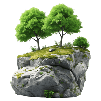 Scenic Rock with Greenery Perfect for Digital Art Design png