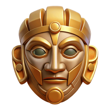 dramatic minimalist Inca Gold Mask Front View Isolated Element exclusive png