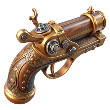 elegant classic A Detailed Steampunk Pistol Ornate Engrav high quality png
