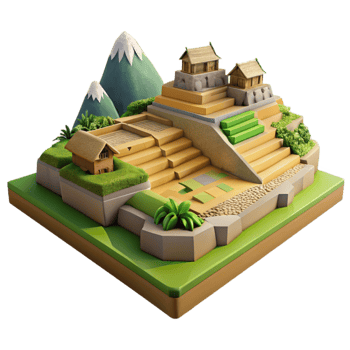 vibrant creative Inca Terrace Farming Landscape View Isolated professional png