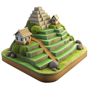 elegant artistic Inca Terrace Farming Landscape View Isolated authentic png