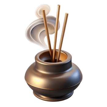 elegant artistic Incense Holder with Smoke Trails on Transparent Background professional png