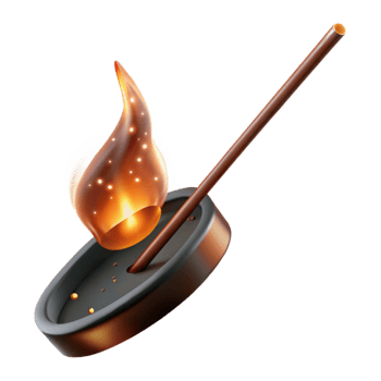 dramatic rustic Incense Stick Burning Embers Glowing Transparent Background genuine png