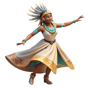 vibrant artistic Indigenous Dancer with Flowing Dress Cutout detailed png