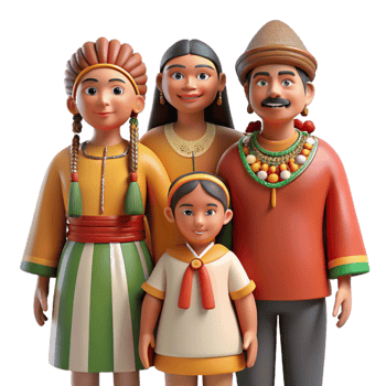 extraordinary modern Indigenous Family in Traditional Clothing Cutout exclusive png
