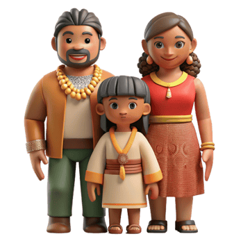magnificent minimalist Indigenous Family in Traditional Clothing Cutout professional png