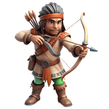 extraordinary rustic Indigenous Hunter with Bow and Arrow Isolated Element premium png