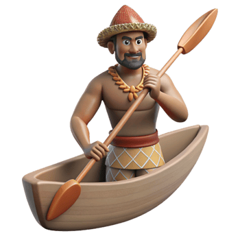 stunning contemporary Indigenous Man Paddling a Canoe Cutout original png