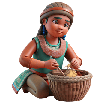 magnificent artistic Indigenous Woman Weaving a Basket Isolated Element high resolution png