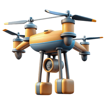 beautiful minimalist Industrial Drone Inspecting Power Lines Transparent Background png