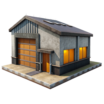 vibrant traditional Industrial Warehouse Exterior Isolated Element original png