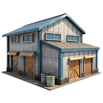 beautiful vintage Industrial Warehouse Exterior Isolated Element detailed png