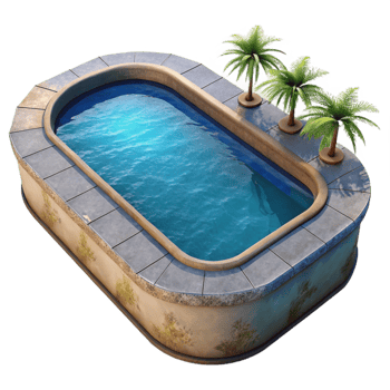 wonderful abstract Infinity Pool with Ocean View Isolated Element premium png