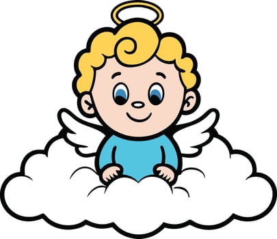 Angel on cloud clipart vector