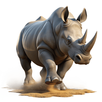 serene creative A Powerful Rhinoceros Charging Through T exclusive png