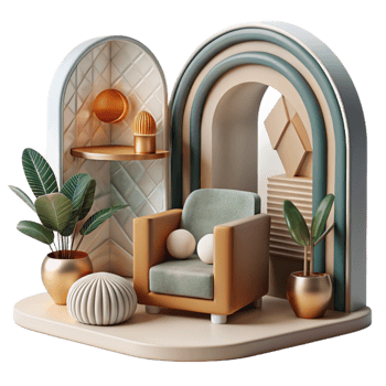 vibrant minimalist Interior Design Modern Style Cutout premium png