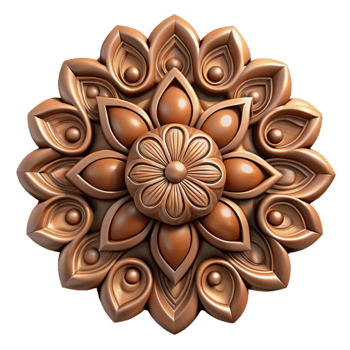 vibrant classic Intricate Wood Carving Floral Pattern Transparent Background exclusive png