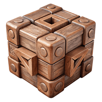 dramatic contemporary Intricate Wooden Puzzle Box Closed Isolated exclusive png