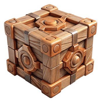 serene modern Intricate Wooden Puzzle Box Closed Isolated png