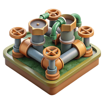serene vintage Irrigation System Pipes and Valves Cutout Element genuine png