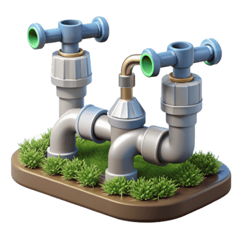 vibrant artistic Irrigation System Cutout with Sprinkler Heads Transparent Background original png