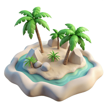 stunning abstract Island with White Sand Beaches Isolated Element high quality png