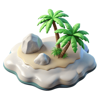 impressive traditional Island with White Sand Beaches Isolated Element exclusive png