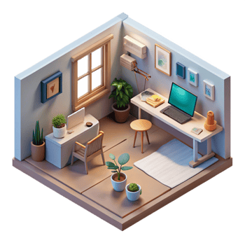 extraordinary modern Isometric Ar Room with Interactive Elements Transparent exclusive png