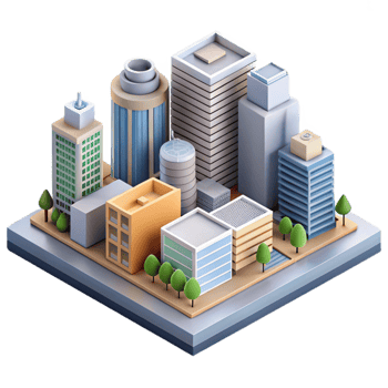 stunning traditional Isometric Cityscape with Modern Buildings Isolated high quality png
