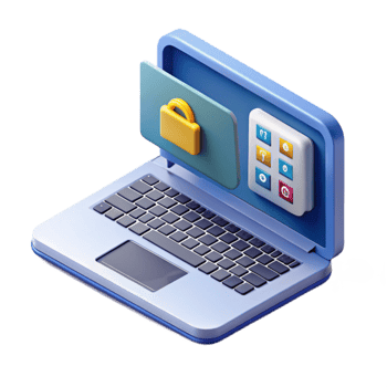 elegant minimalist Isometric Laptop with Webinar Screen Cutout Element high quality png