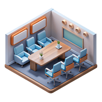 stunning abstract Isometric Online Conference Room Transparent Background high quality png