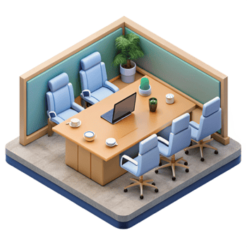 magnificent minimalist Isometric Online Conference Room Transparent Background professional png