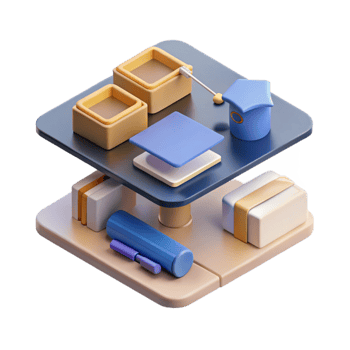 serene artistic Isometric Online Education Platform Cutout exclusive png