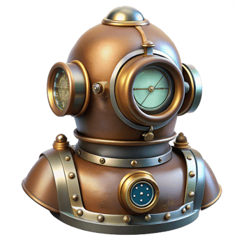 wonderful modern A Steampunk Diving Suit with Brass Helm detailed png