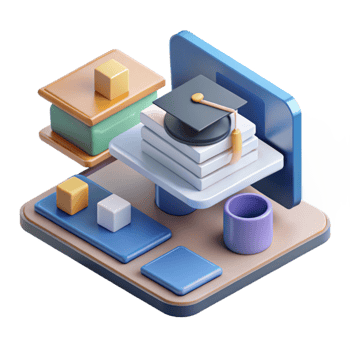 serene creative Isometric Online Learning Platform Transparent Background premium png