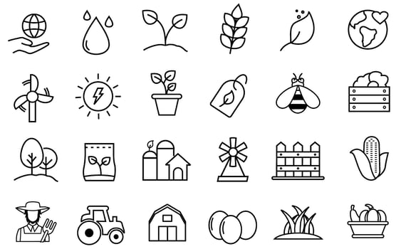 Farm agriculture icon set editable stroke vector