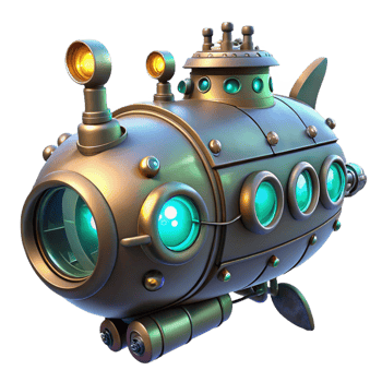 wonderful traditional A Steampunk Submarine with Large Porthol premium png